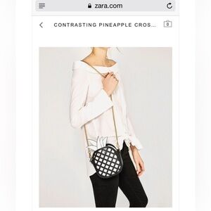 Zara black and white pineapple crossbody bag NWT